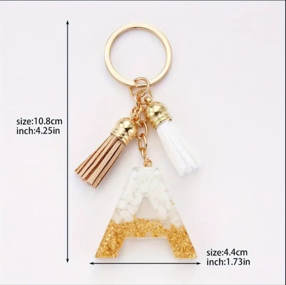 NEW! Resin Letter "A" Initial Keychain Purse Charm w/ Double Tassels ~ 🎒, Bag - Picture 2 of 4